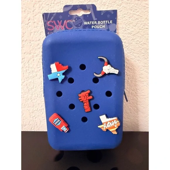 SWC Sip With Color Blue Silicone Water Bottle Pouch Bag Charm Texas Astros 4'x6' - Picture 1 of 4